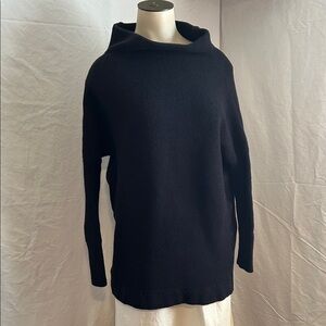 FREE PEOPLE OTTOMAN RIBBED HEAVYWEIGHT MOCK NECK BLACK TUNIC SWEATER SZ XS
